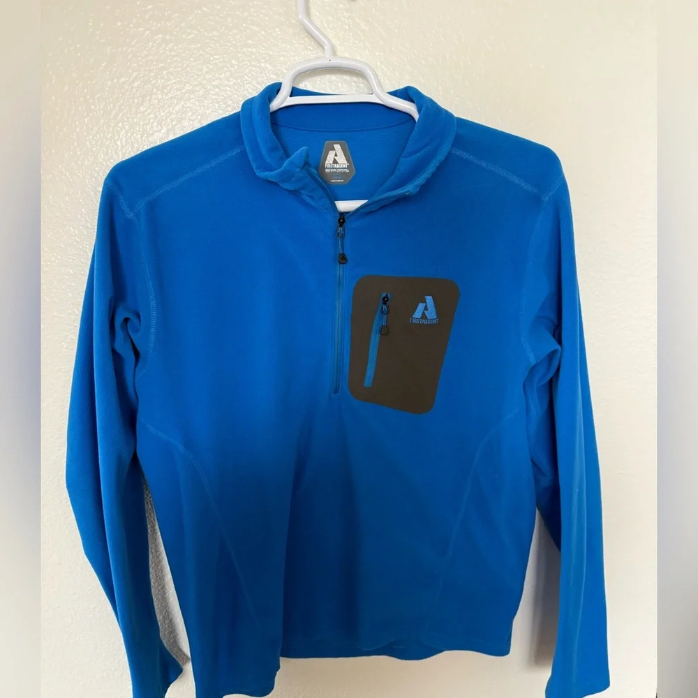 Eddie Bauer First Ascent Fleece Pullover Mens Large Quarter Zip Blue - Picture 1 of 3